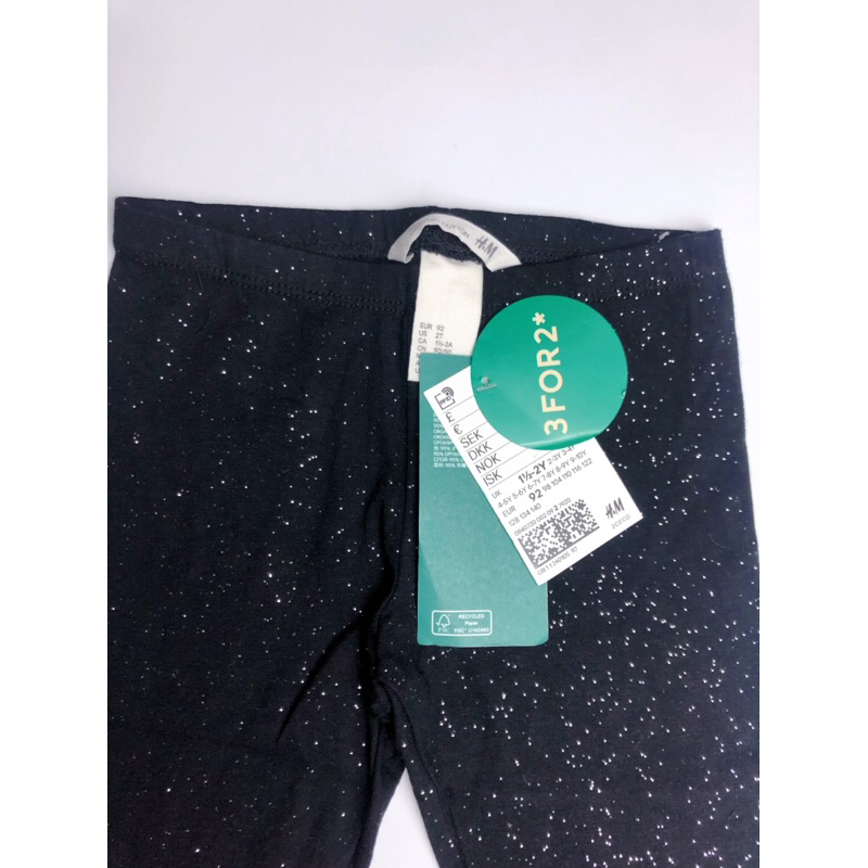 Quần legging đen nhũ hm dư xịn cho bé