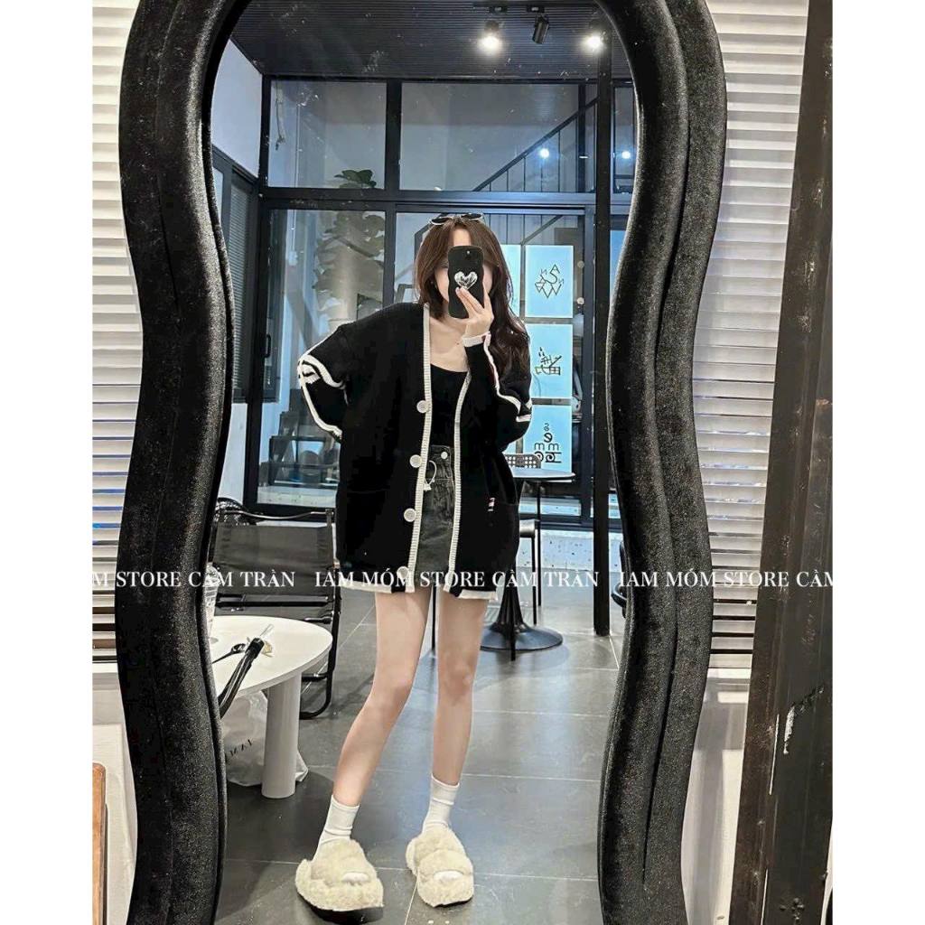 Áo khoác cardigan 3 vạch tay 2 cúc