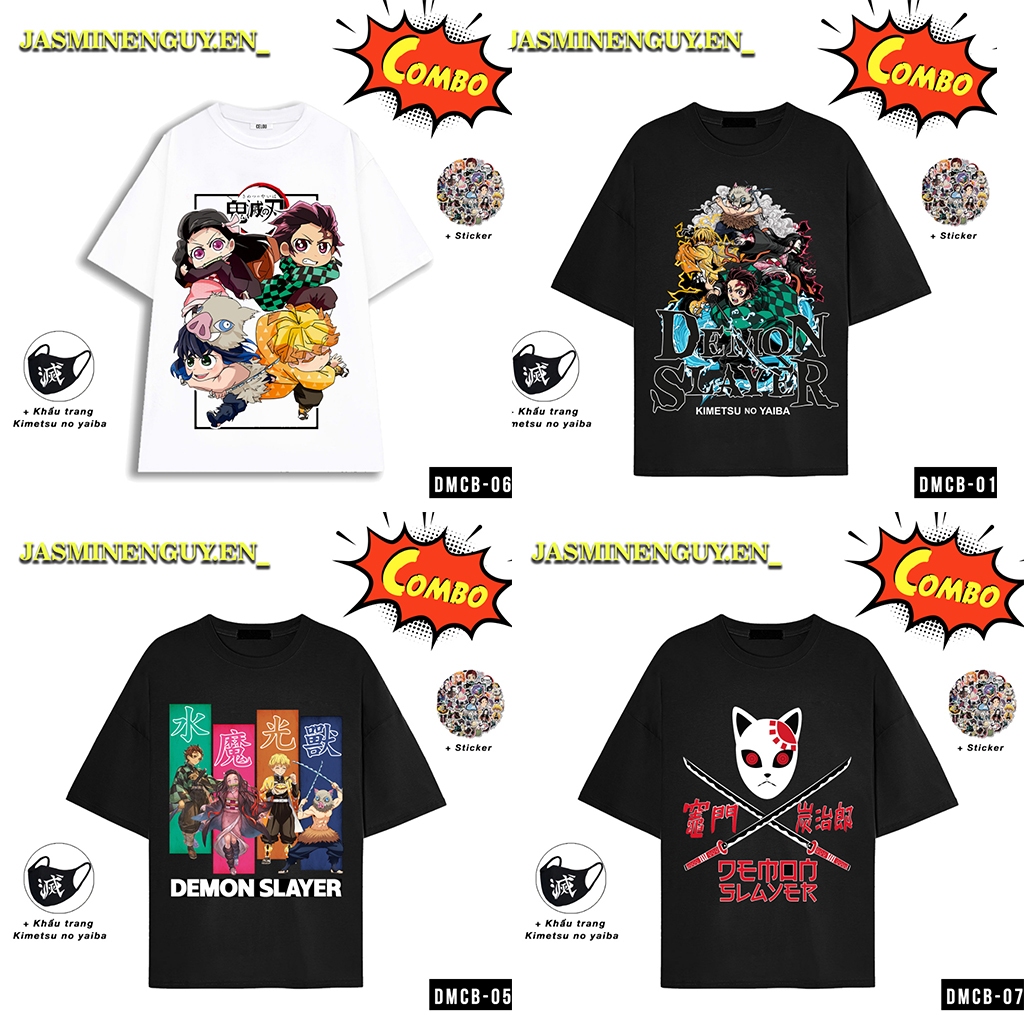 Áo phông - Áo thun HÀ NỘI |Áo thun Kimetsu no yaiba, áo thun anime in hình Demon Slayer Tanjiro Zenitsu Nezuko Inosuke