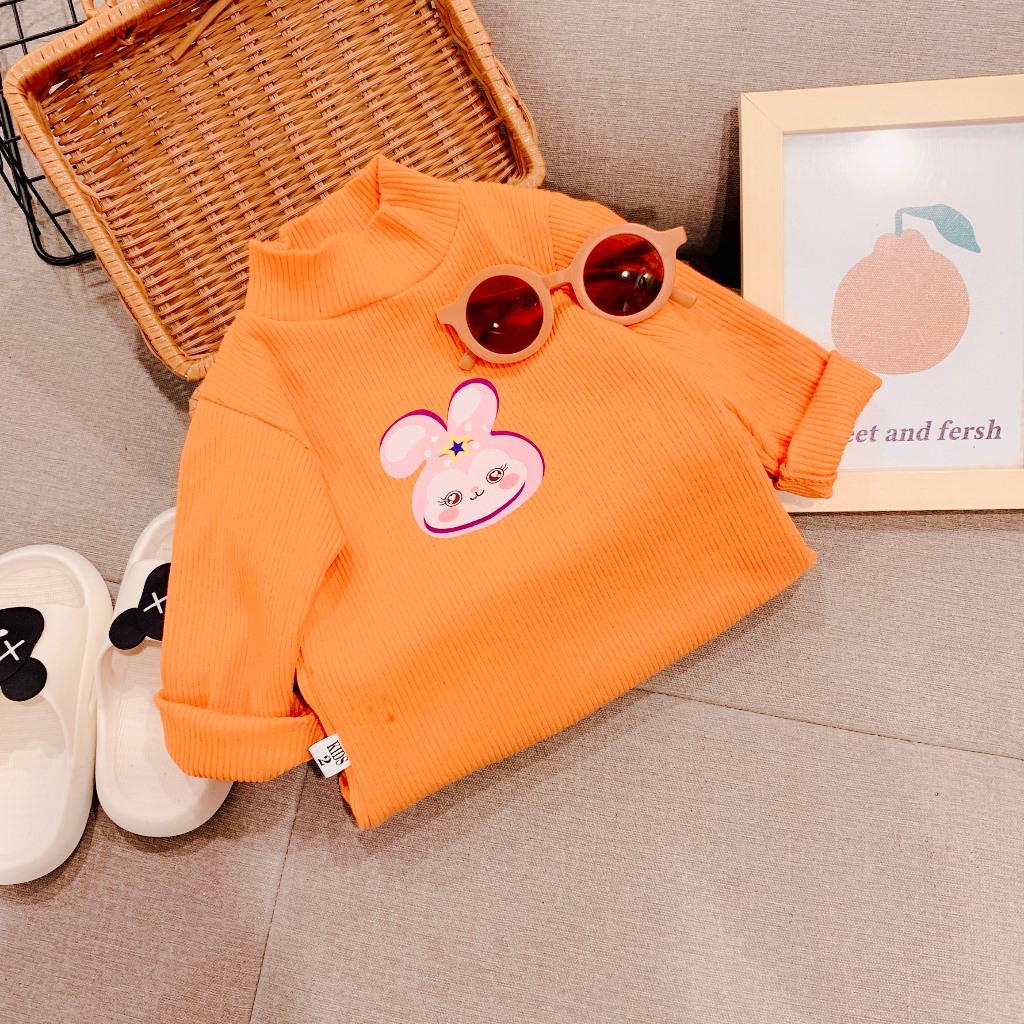 Áo giữ nhiệt cổ cao 3 phân cho bé gái, áo thu đông chất len tăm cho bé gái từ 7-19kg