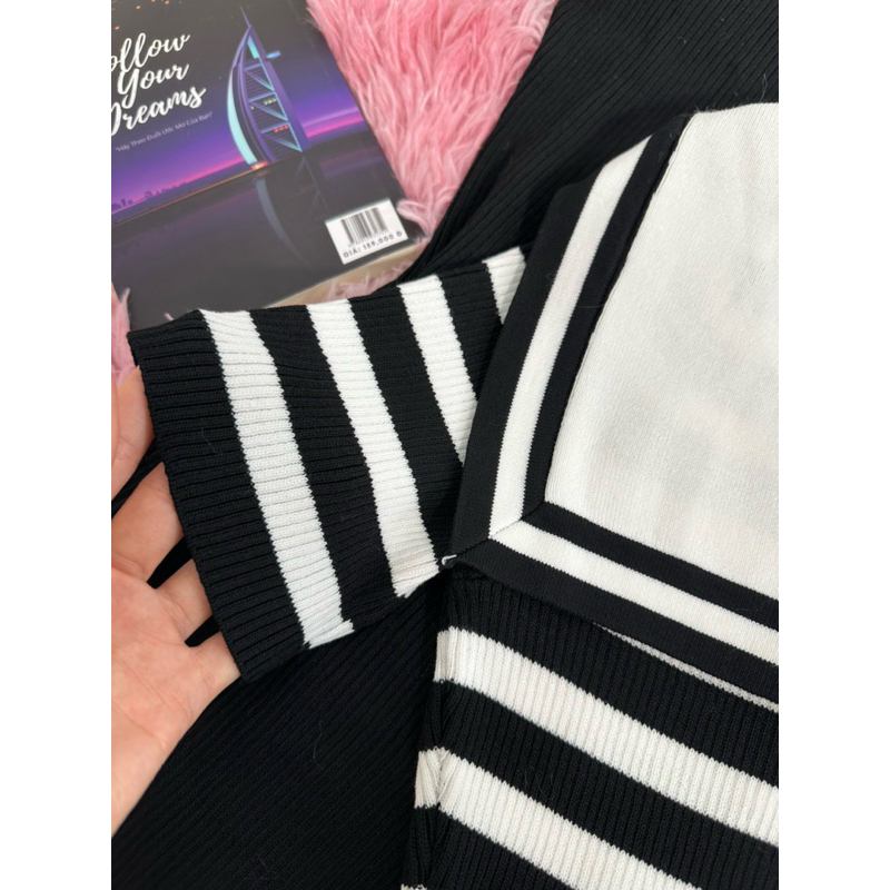 Váy len dệt kim cao cấp,Váy len body QCCC cọc tay thu đông năm 2023