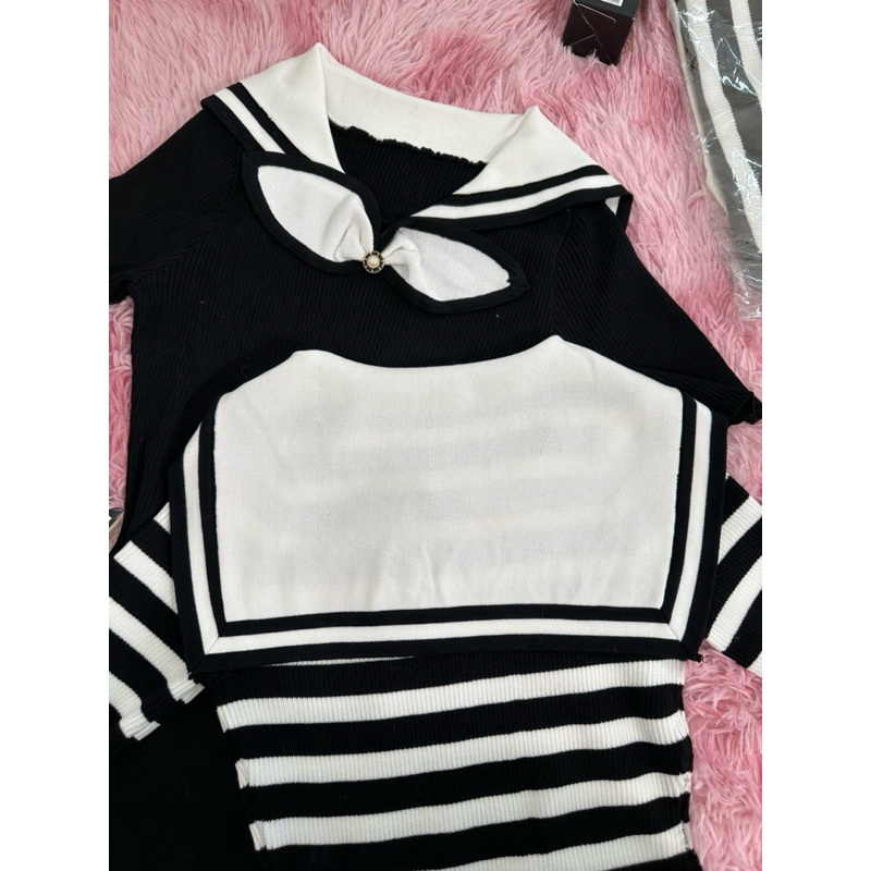 Váy len dệt kim cao cấp,Váy len body QCCC cọc tay thu đông năm 2023