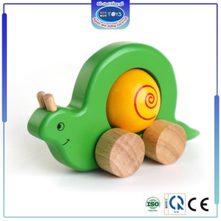 Đồ chơi gỗ Ốc sên vui vẻ Winwintoys 65252, rèn luyện tư duy về hình khối, màu sắc