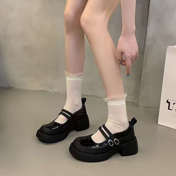 Giày búp bê nữ bản đẹp Mi fullbox đế cao 5cm da mềm nịnh chân