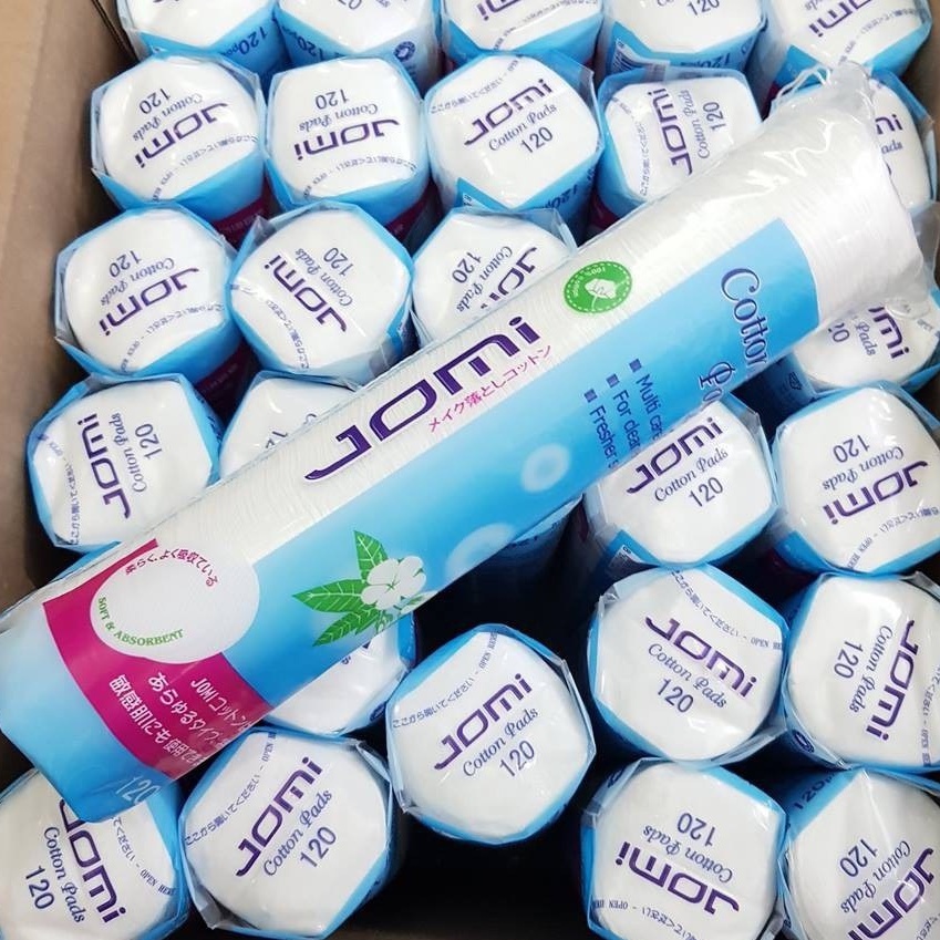 Bông Tẩy Trang Jomi Nhật Bản 120 miếng, Bông Tẩy Trang Cotton Tự Nhiên Mềm Mịn Không Gây Xơ Bông Hadabi Beauty