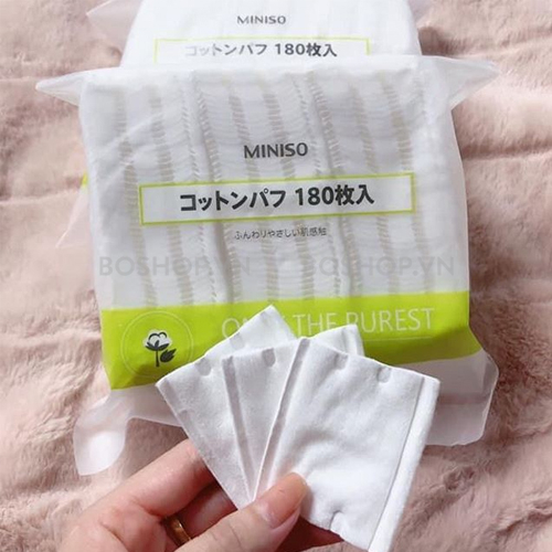 Bông Tẩy Trang Miniso Nhật Bản 180 Miếng, Bông Tẩy Trang Miniso Mềm Mịn Dai Hadabi Beauty