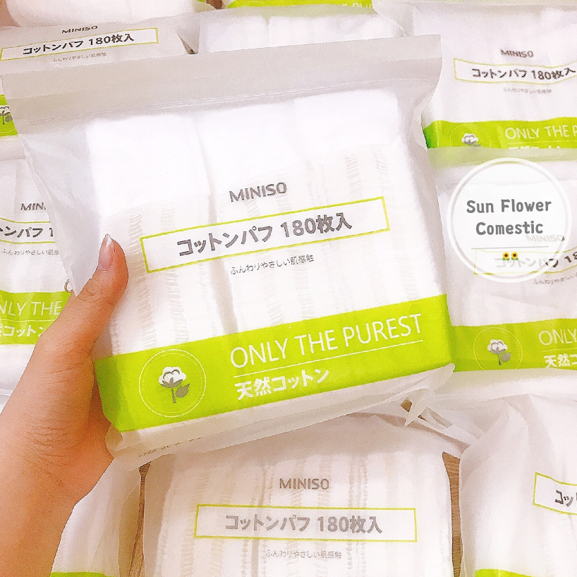 Bông Tẩy Trang Miniso Nhật Bản 180 Miếng, Bông Tẩy Trang Miniso Mềm Mịn Dai Hadabi Beauty