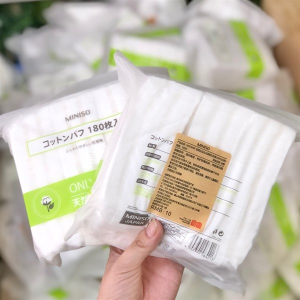 Bông Tẩy Trang Miniso Nhật Bản 180 Miếng, Bông Tẩy Trang Miniso Mềm Mịn Dai Hadabi Beauty