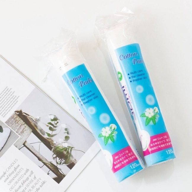 Bông Tẩy Trang Jomi Nhật Bản 120 miếng, Bông Tẩy Trang Cotton Tự Nhiên Mềm Mịn Không Gây Xơ Bông Hadabi Beauty