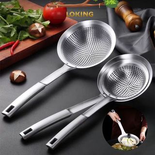 Muôi Thủng Nấu Ăn Inox 304 Tay Cầm Dài, Cách Nhiệt, Siêu Bền, Siêu Cứng, Vá Thủng - LOKING