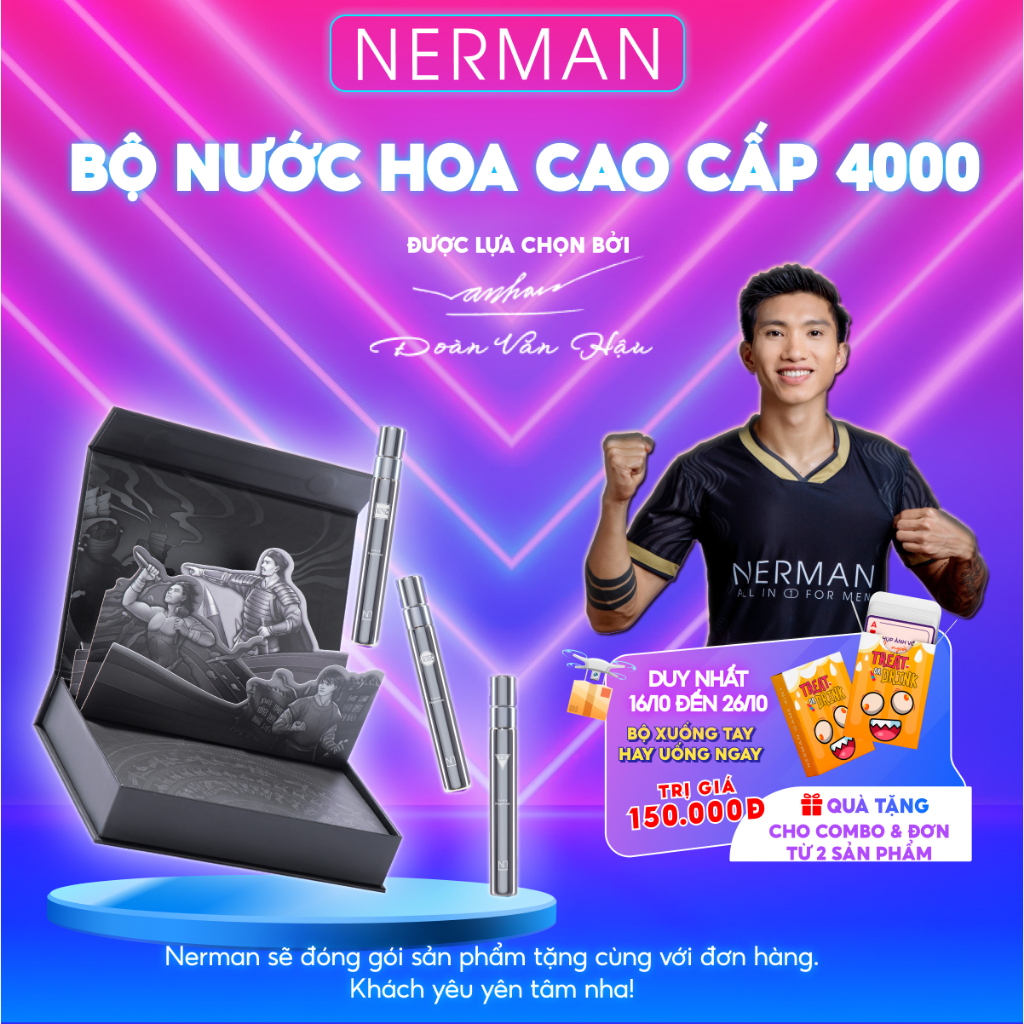 Nước hoa nam Nerman - hương thơm nhẹ nhàng, tinh tế hút nữ giới, hợp đi hẹn hò, đi chơi, đi làm lưu hương tới 8h 10ml