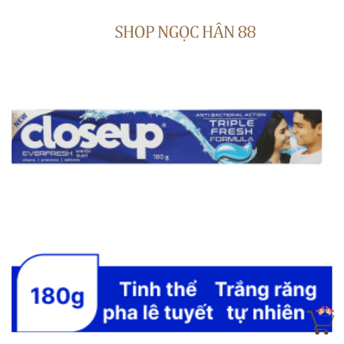 Kem đánh răng Closeup bạc hà/Băng Tuyết/ Detox Trắng Răng Than Hoạt Tính- Tuýp 180g