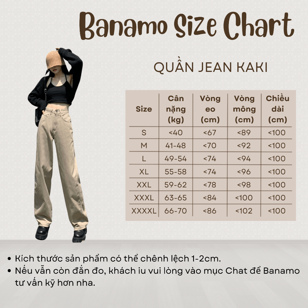 Quần kaki nữ BIGSIZE jean kaki cạp cao dáng dài ống suông 981