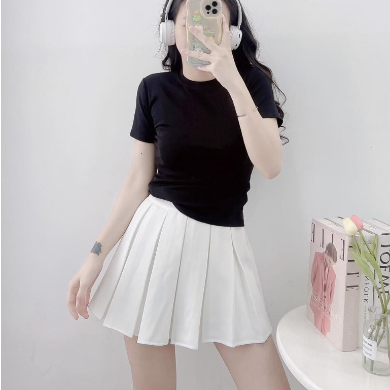 Áo Thun Trơn Nữ Ôm bODY Cổ Tròn - Rere.Store  - Áo phông trơn nữ cổ tròn F16-1