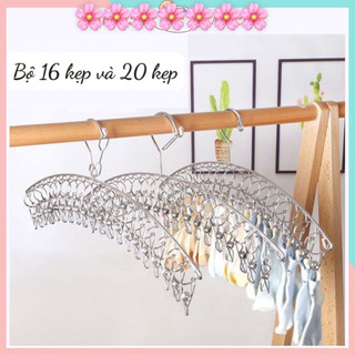 Móc treo quần áo 20 kẹp đa năng, móc phơi giày, kẹp phơi inox không gỉ