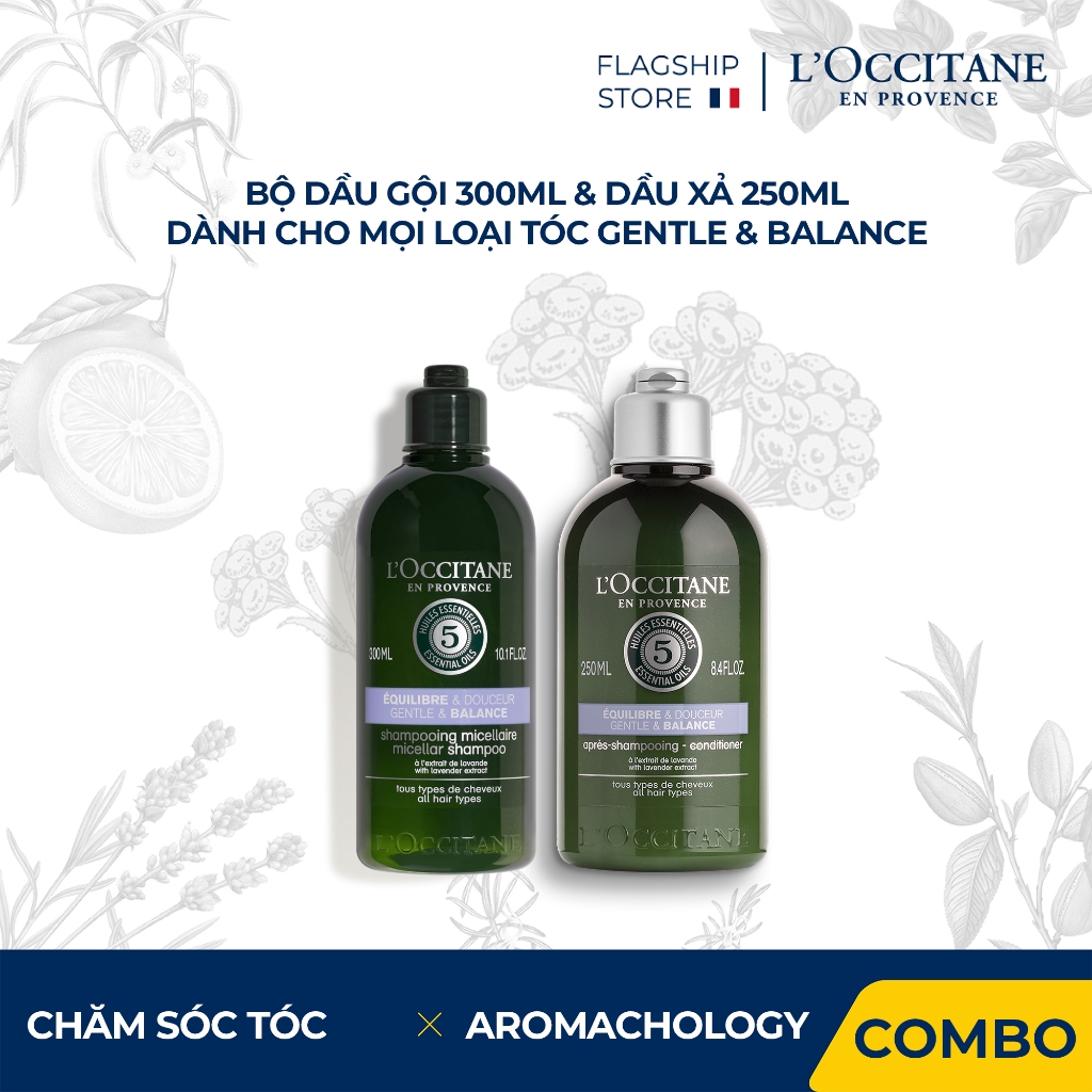Dầu Gội - Dầu Xả Gentle & Balance Dành Cho Mọi Loại Tóc L'Occitane Shampoo 300ml & Conditioner 250ml