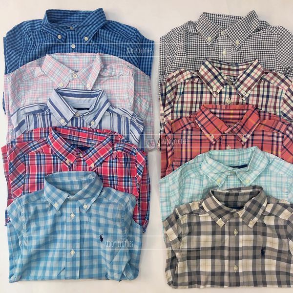 Áo sơ mi cổ bẻ kẻ sọc bé trai hàng dư xịn chất cotton/thô mềm, mát/Áo sơ mi tay ngắn kẻ caro bé trai