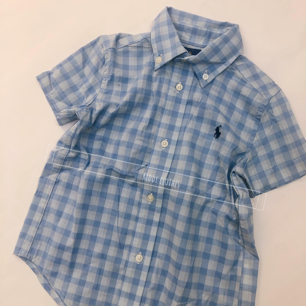 Áo sơ mi cổ bẻ kẻ sọc bé trai hàng dư xịn chất cotton/thô mềm, mát/Áo sơ mi tay ngắn kẻ caro bé trai