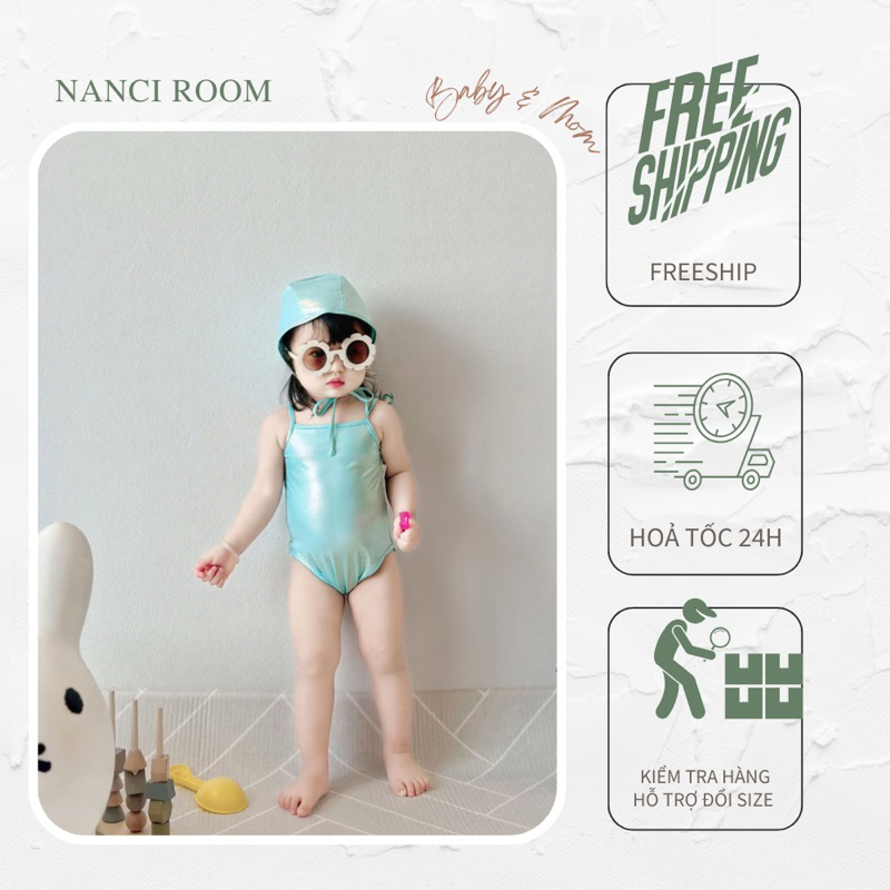 Đồ bơi lấp lánh + nón em bé nanci room