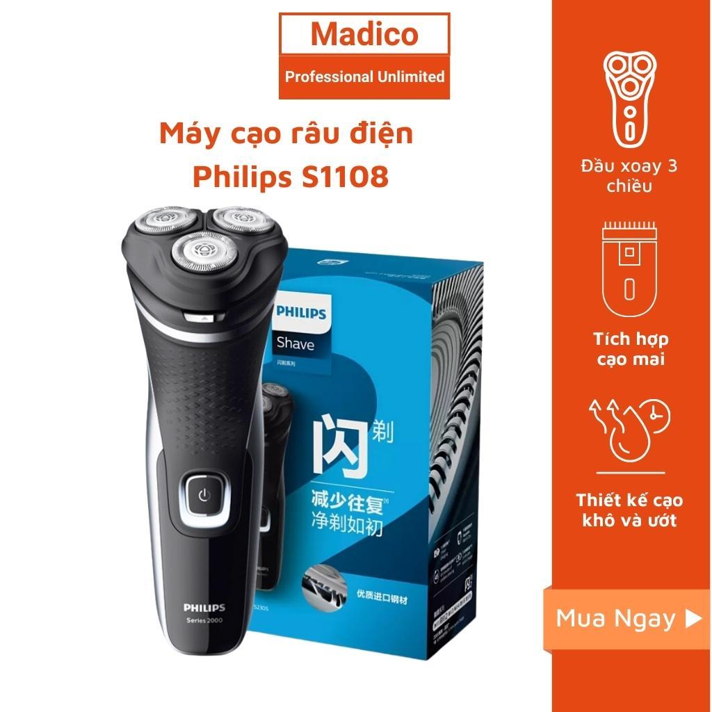 Máy cạo râu Philips điện 3 lưỡi S2305 dành cho cạo khô và ướt, tích hợp cạo mai, có sạc nhanh - BH 24 tháng - Madico