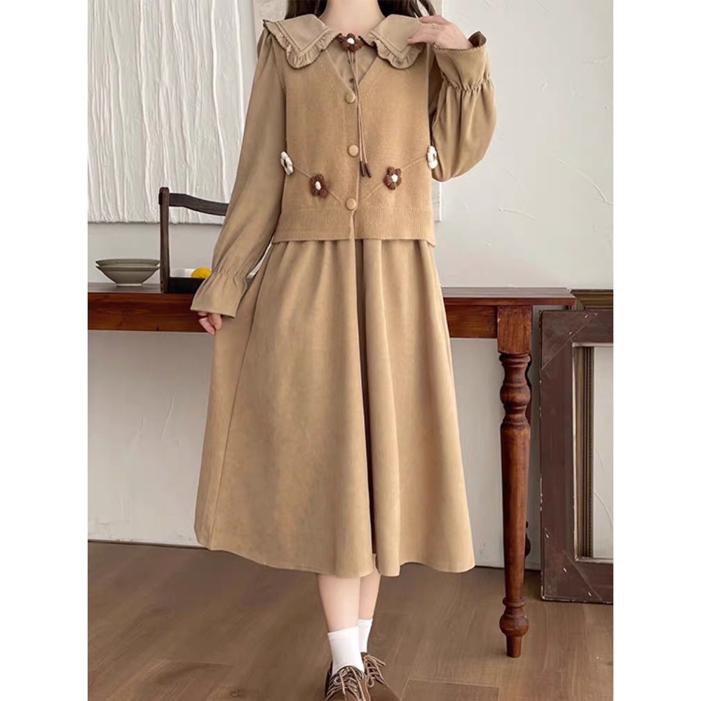 Áo gile len họa tiết bông hoa xinh phong cách Vintage Hàn Quốc