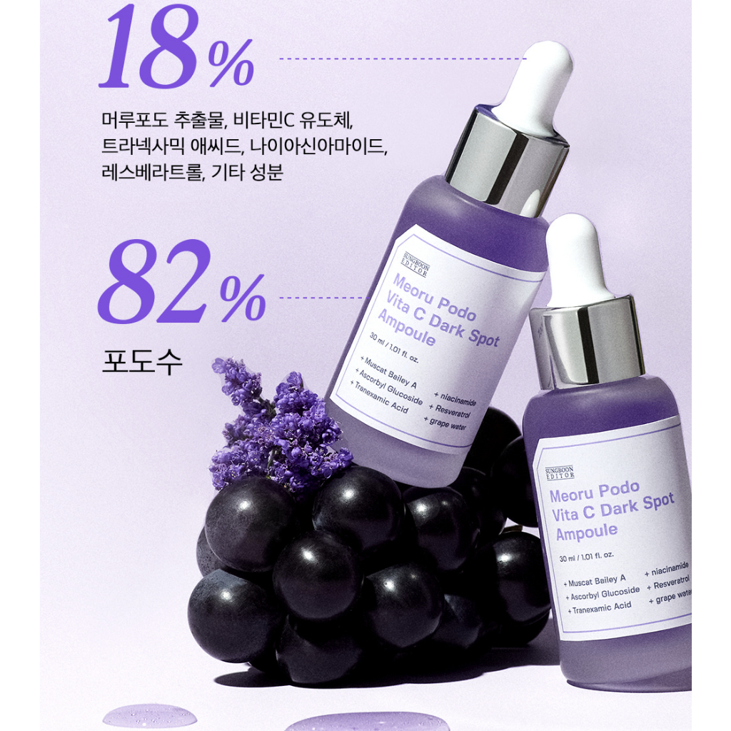 SERUM giảm thâm sạm mụn tàn nhang nho tím SUNGBOON EDITOR MEORU PODO VITA C DARK SPOT AMPOULE 30ml