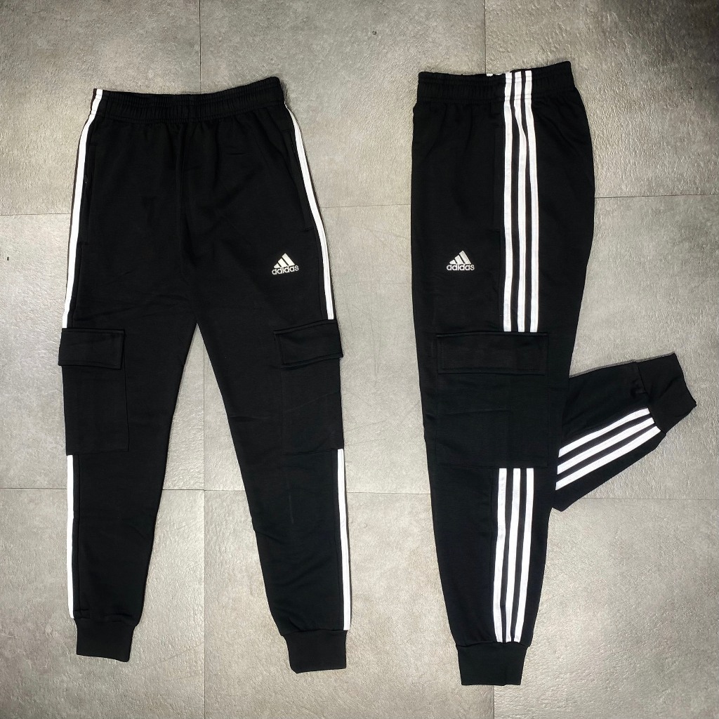 Quần ống bo nam nữ unisex ba sọc chất nỉ cotton cao cấp hai túi trước có khoá logo thêu B142