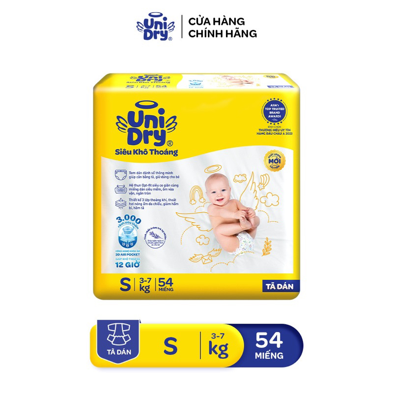 Tã dán UniDry Siêu khô thoáng gói Jumbo mới size S54/M46/L40/XL38