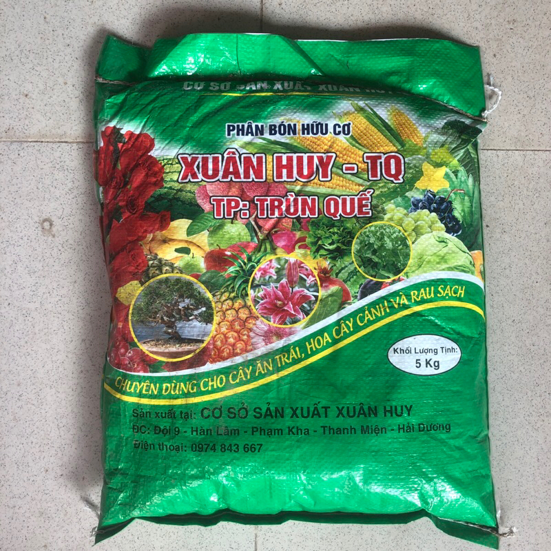 Phân trùn quế bột bao 5kg, phân giun quế cho rau hoa cây cảnh, cây ăn quả, cây công trình