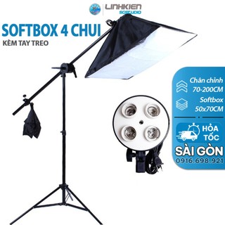 Bộ KIT Softbox 4 chuôi -Kèm tay treo 140cm-Chân Linco 2m1 hỗ trợ ánh sáng ( CHƯA  BAO GỒM BÓNG ĐÈN )