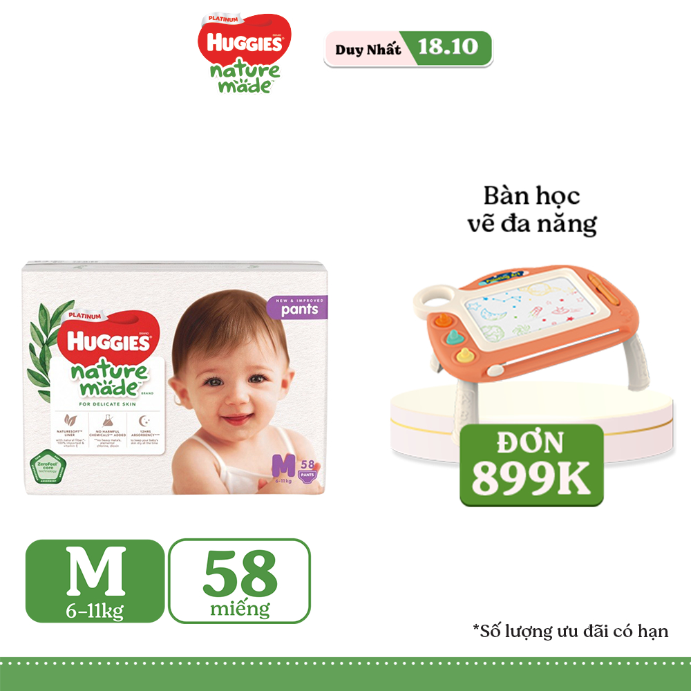 Tã Quần Huggies Platinum Nature Made M58/L44/XL38/XXL26:L44