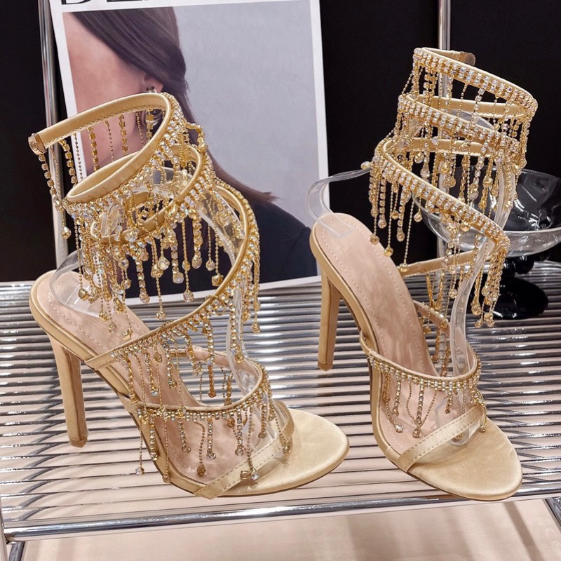 ORDER 💜 Giày đá rũ dây quấn gót nhọn 11cm 35-42