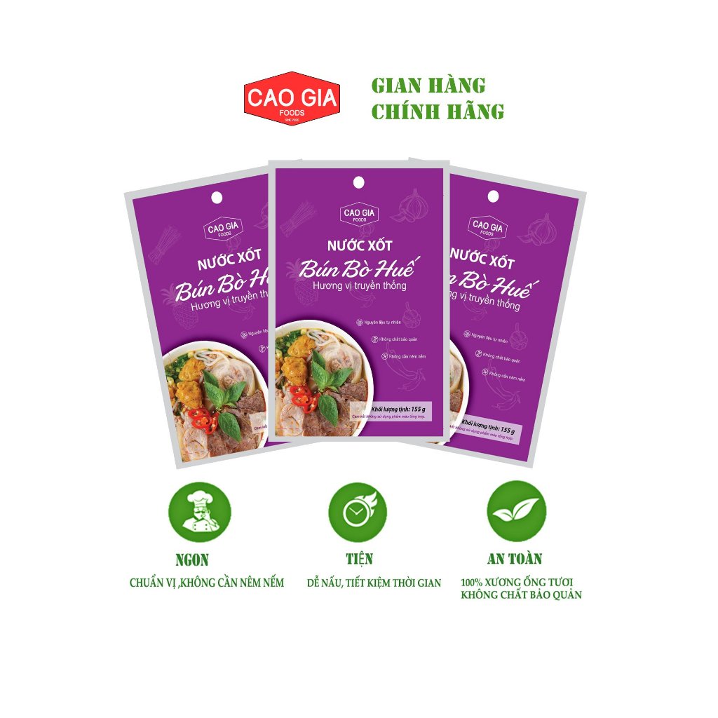 Combo 3 Gói Nước Xốt Bún Bò Huế - Cao Gia Foods