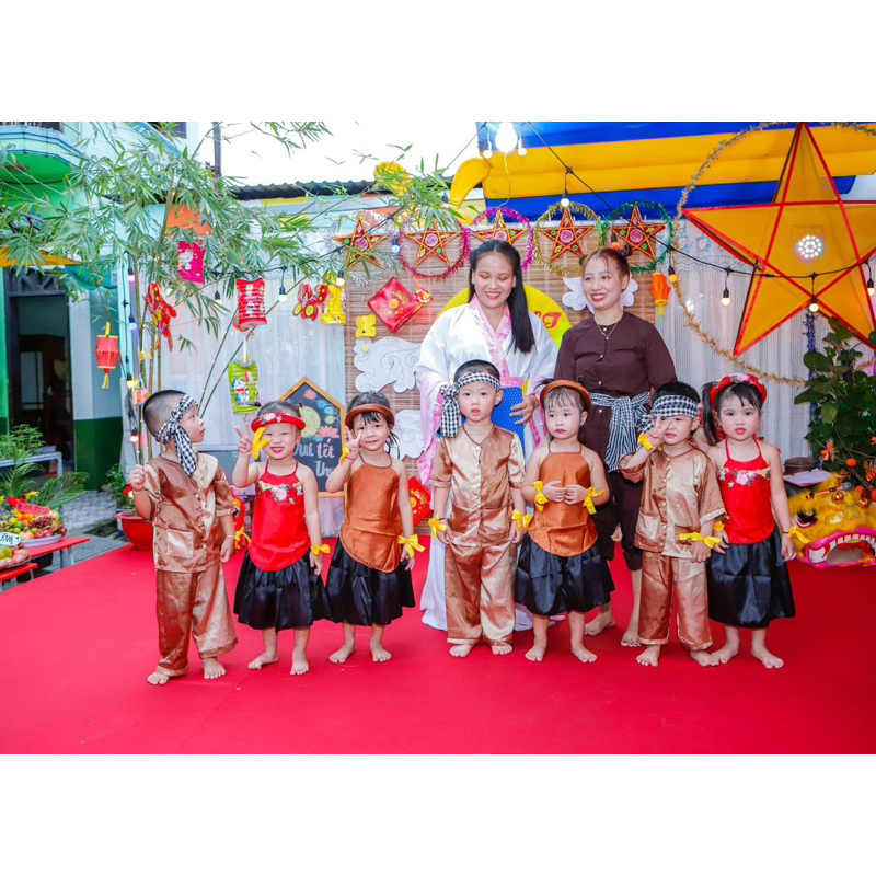 Bà Ba Nâu ghép và bà ba kèm khăn rằn cho bé trai bé gái từ 7-35kg