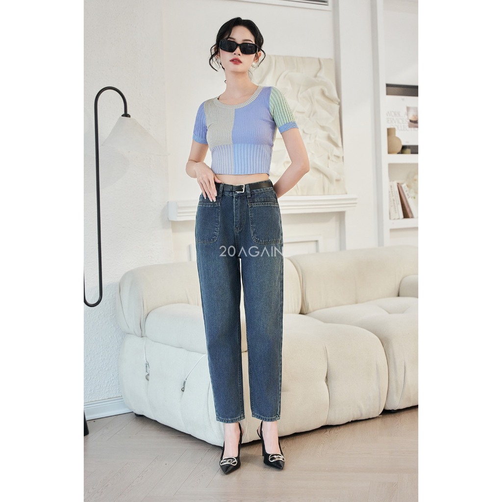 Quần jeans baggy xanh chàm basic QJW2298