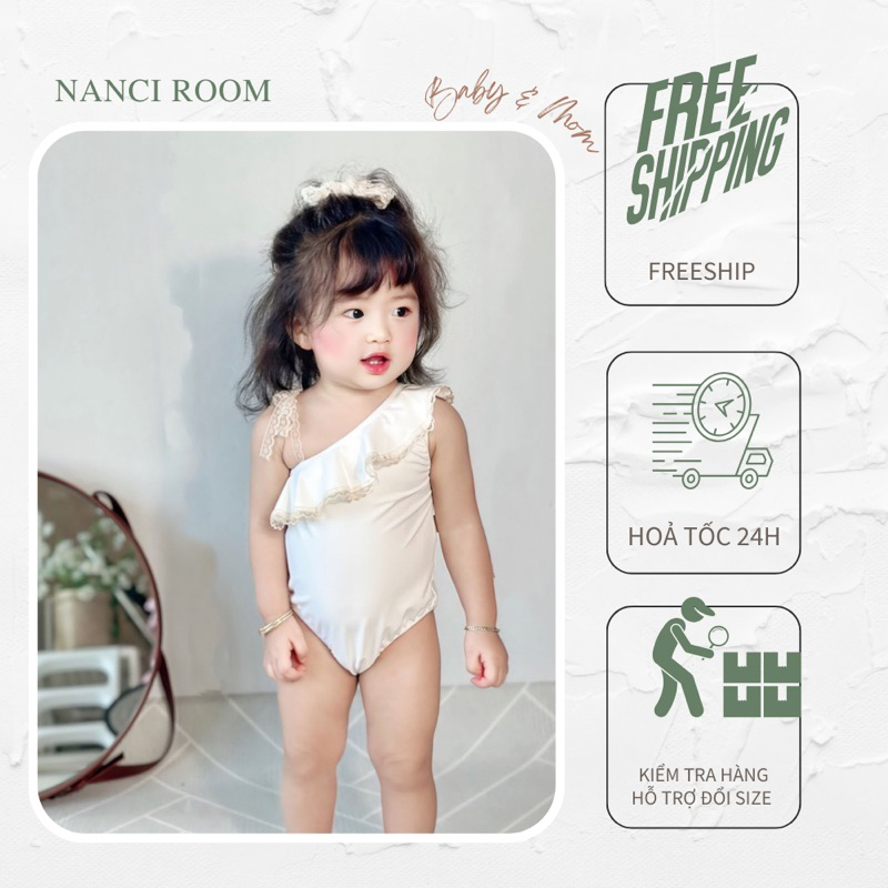 Đồ bơi em bé thun lạnh bẹt 1 vai mùa hè Nanci room