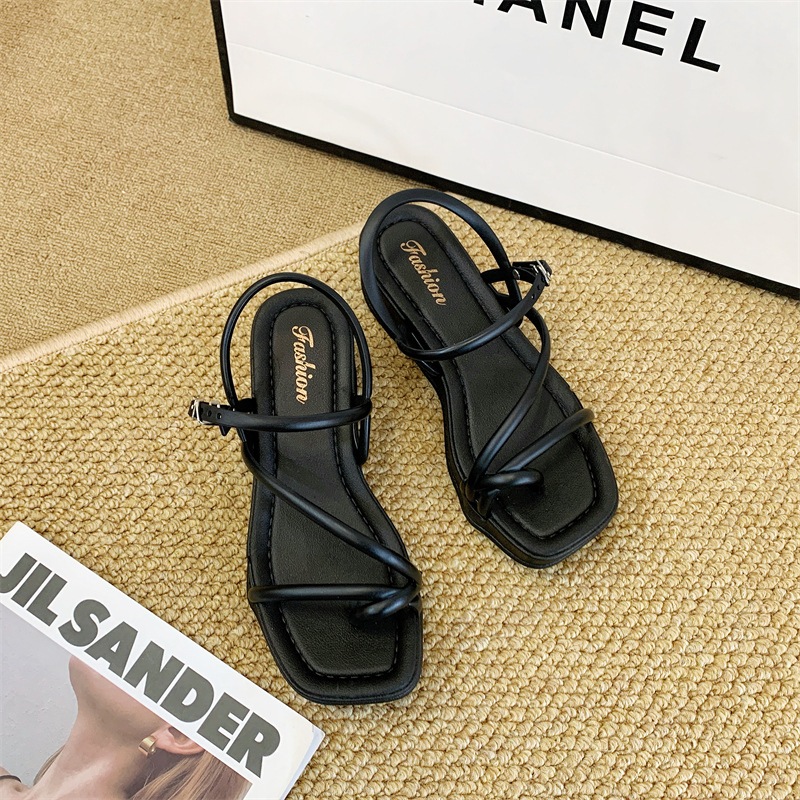 Sandal nữ đế xuồng quai dây mảnh hở ngón cao 3.5cm đi mưa chống nước validep03 V353