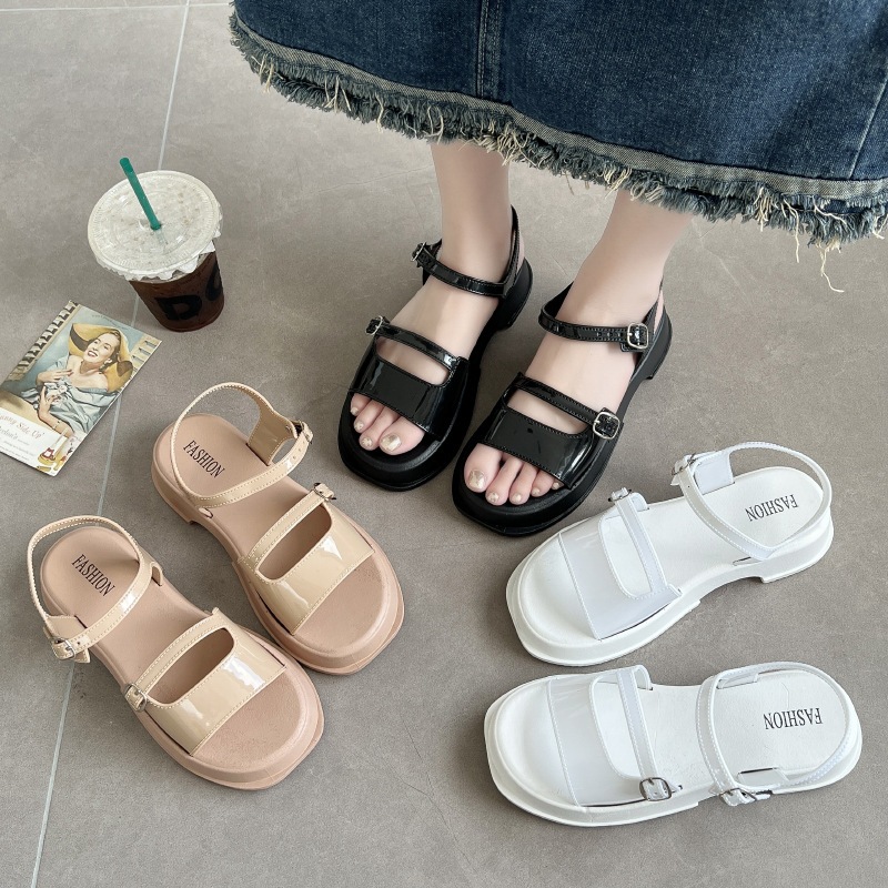 Giày sandal nữ quai ngang đi học chống nước đi mưa xăng đan đế bánh mỳ siêu bền 3.5cm validep03 V356