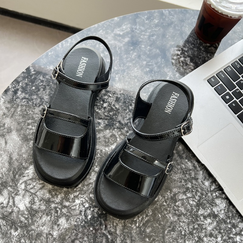 Giày sandal nữ quai ngang đi học chống nước đi mưa xăng đan đế bánh mỳ siêu bền 3.5cm validep03 V356