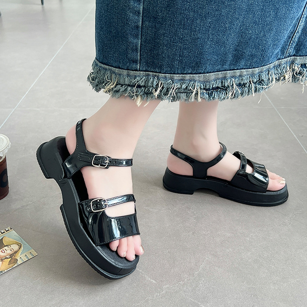 Giày sandal nữ quai ngang đi học chống nước đi mưa xăng đan đế bánh mỳ siêu bền 3.5cm validep03 V356