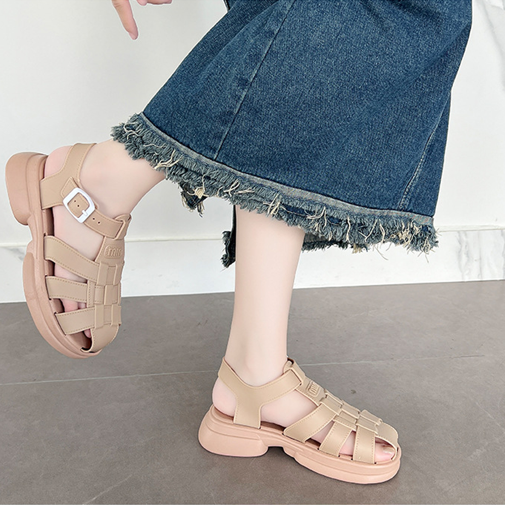 Giày sandal nữ quai hậu dáng rọ chiến binh Hot trends đế cao 3.5cm chất nhựa đi mưa validep03 V357