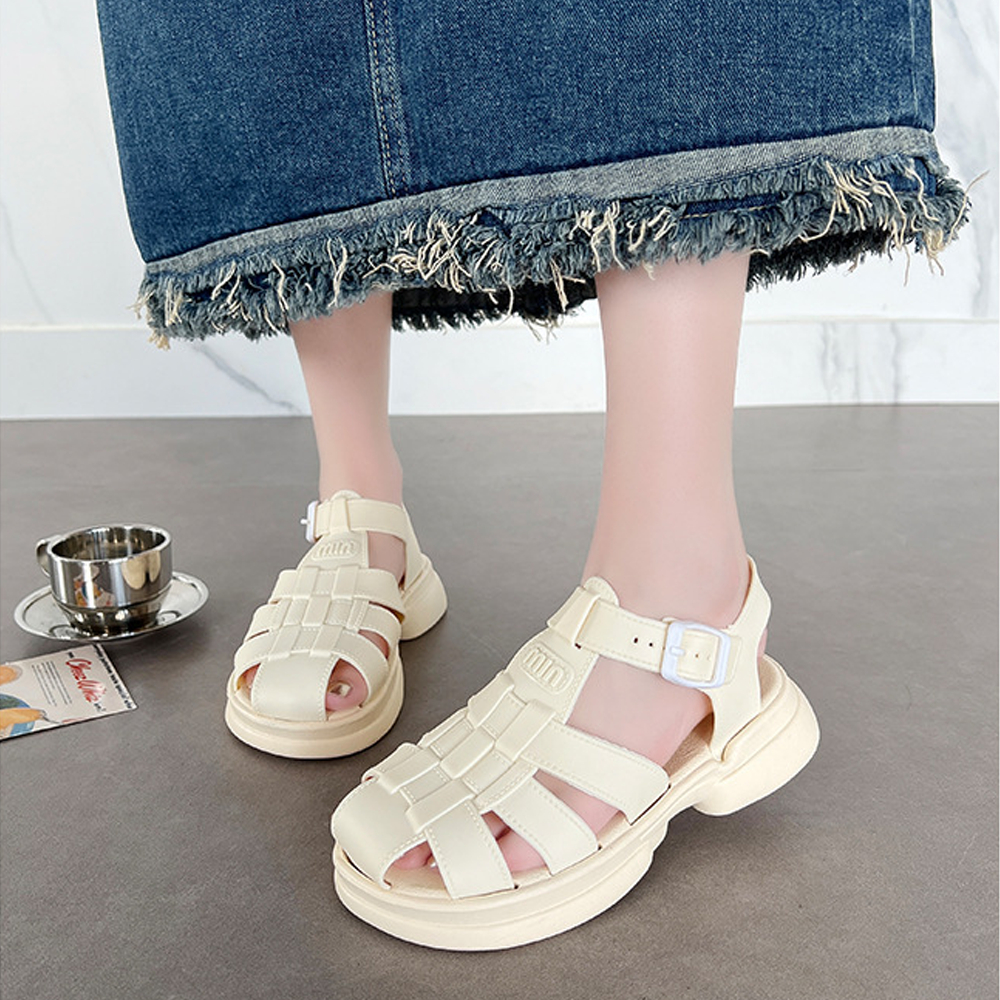 Giày sandal nữ quai hậu dáng rọ chiến binh Hot trends đế cao 3.5cm chất nhựa đi mưa validep03 V357