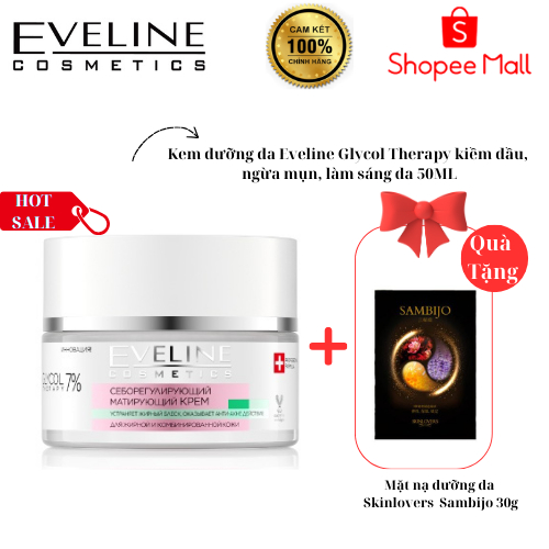 [Tặng mặt nạ Sambijo] Kem dưỡng Eveline Glycol Therapy 7% ngừa mụn, mờ thâm 50ml