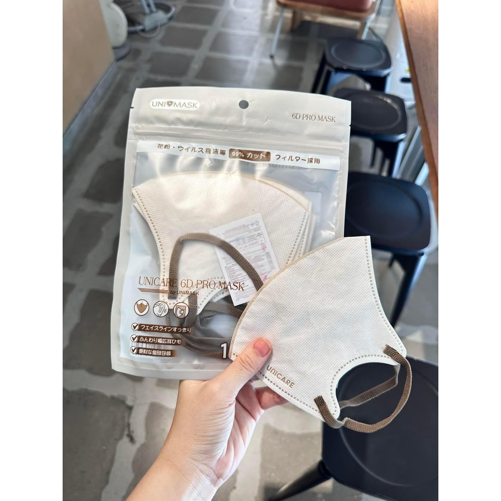Thùng 100 chiếc khẩu trang 6D UNI CARE PROMASK 3 lớp Kháng Khuẩn, phiên bản Cao Cấp Hàng Chính Hãng