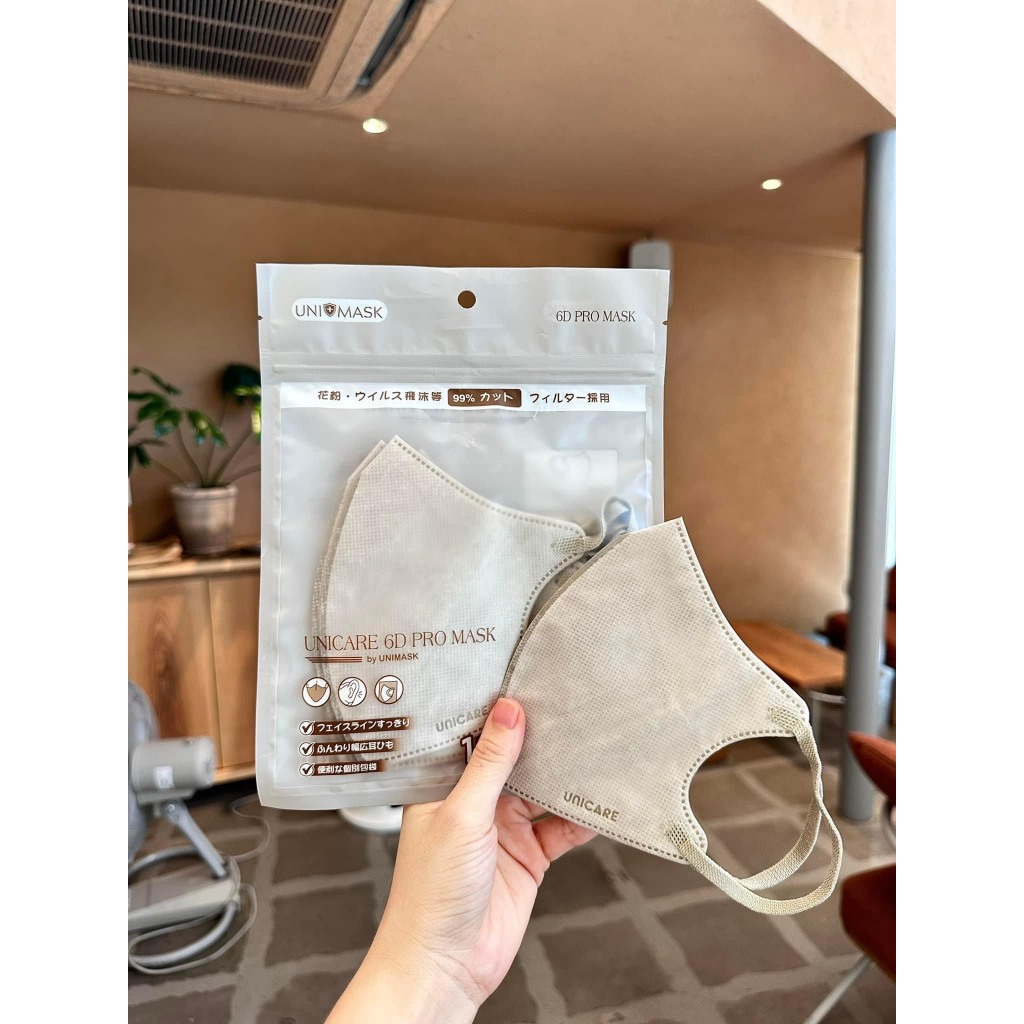 Thùng 100 chiếc khẩu trang 6D UNI CARE PROMASK 3 lớp Kháng Khuẩn, phiên bản Cao Cấp Hàng Chính Hãng