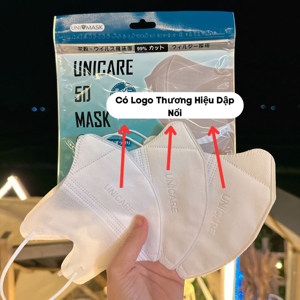 Thùng 200 chiếc khẩu trang 5D Unicare Mẫu Mới Hàng Chất Lượng Cao