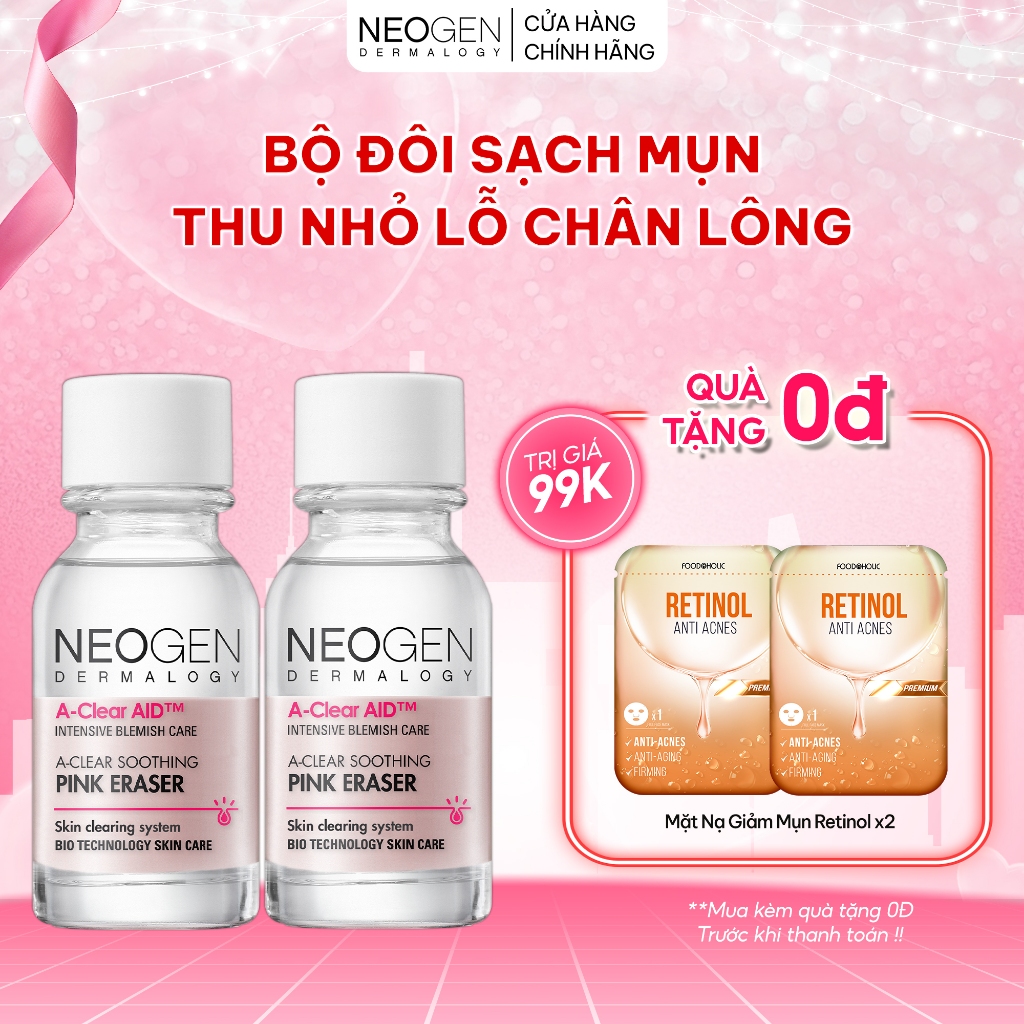 Combo 2 Chấm Mụn 2 Lớp Xẹp Mụn Sau 4H Neogen Dermalogy A-Clear Aid Soothing Pink Eraser 15ml x2