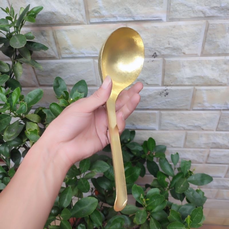 Thìa muỗm đồng gồ thủ công 100% đồng vàng nguyên chất kích thước 26x10x4cm