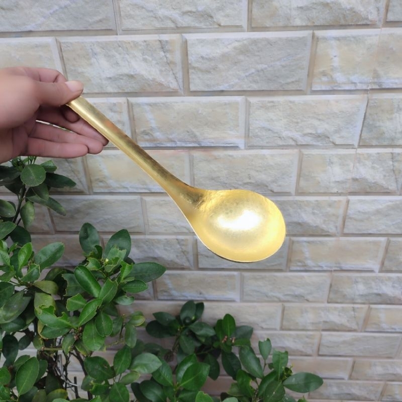 Thìa muỗm đồng gồ thủ công 100% đồng vàng nguyên chất kích thước 26x10x4cm