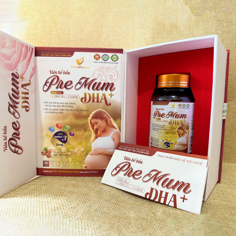 Viên Uống PREMUM DHA+ Vitamin Tổng Hợp Cho Bà Bầu Bổ Sung Dinh Dưỡng Cho Phụ Nữ Trước và Sau Sinh- Hộp 30 viên